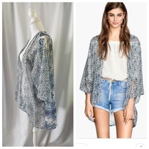 H&M Blue Floral KIMONO CARDIGAN
